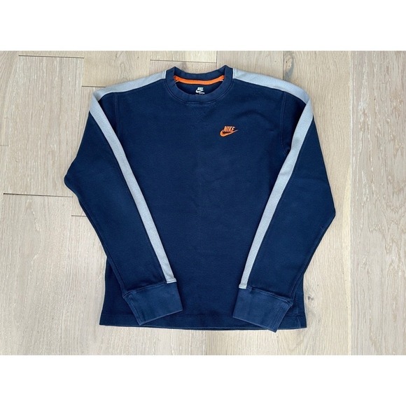 Nike Other - Nike Sportswear Men Thermal Crew Neck Long Sleeve Shirt Navy Orange Size M